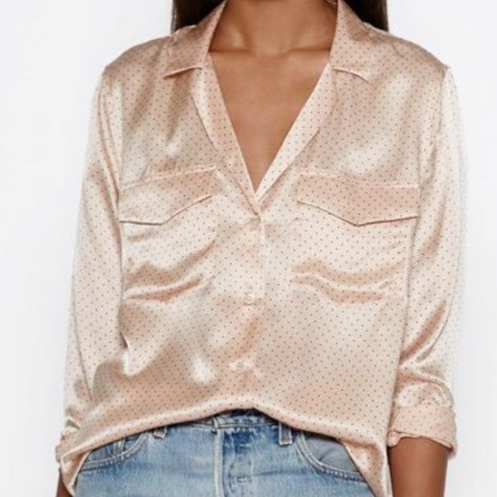 EQUIPMENT Ansley Polka Dot Silk Satin Shirt